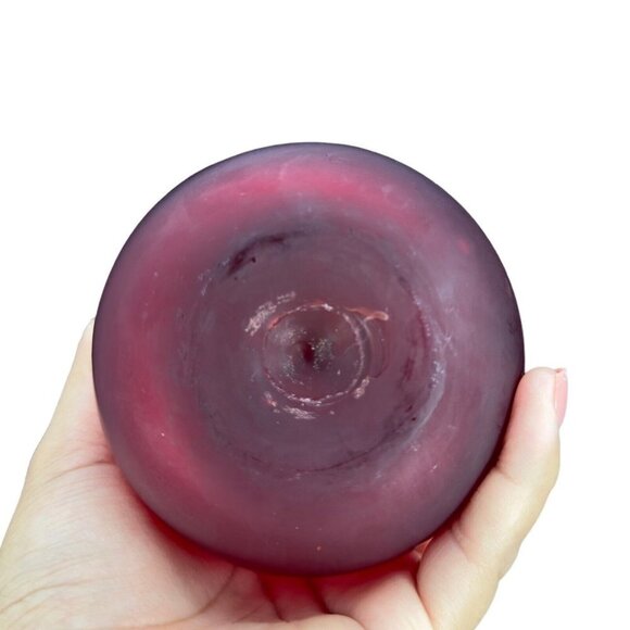 Vintage Hand Blown Large Tomato Hand Made Frosted Glass Paperweight Hollow 4”T - Picture 10 of 14